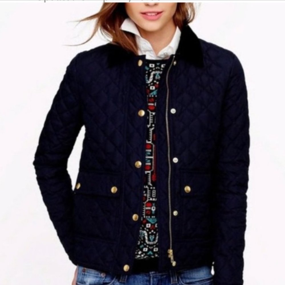 J. Crew Quilted Down Filled Zip Button Jacket Siz… - image 1